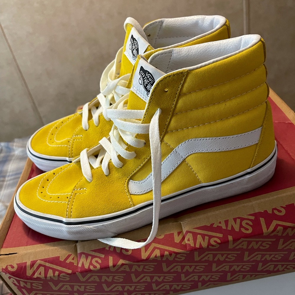 Yellow hi top vans